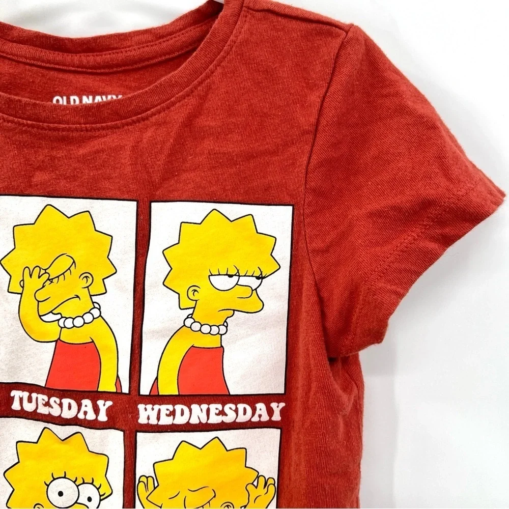 OLD NAVY Girl's Burnt Orange Short Sleeve Lisa Simpson Graphic T-Shirt Size S
